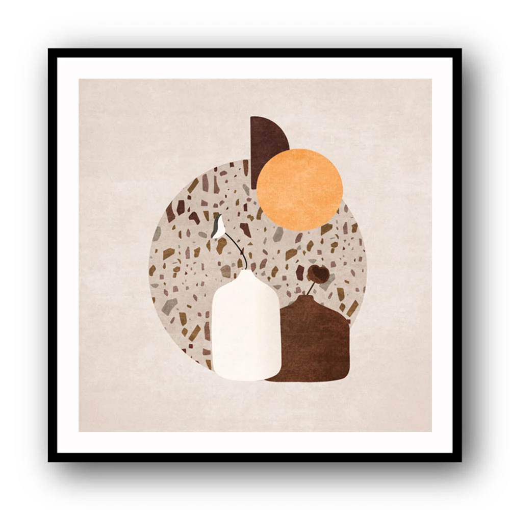 White and Brown Terrazzo Flowerpot White and Brown Terrazzo Flowerpot