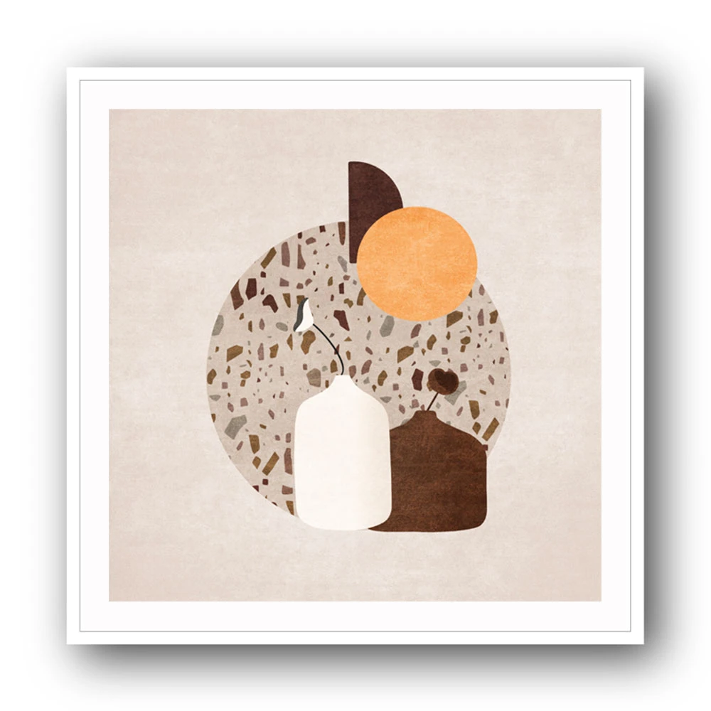 White and Brown Terrazzo Flowerpot White and Brown Terrazzo Flowerpot