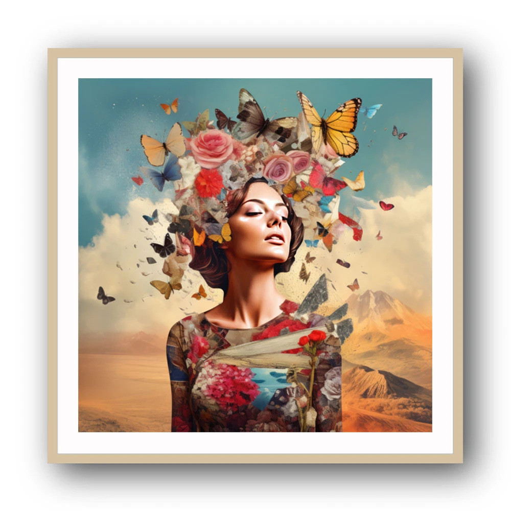 Beauty With Butterfly Crown 2 Collage Wall Art Beauty With Butterfly Crown 2 Collage Wall Art