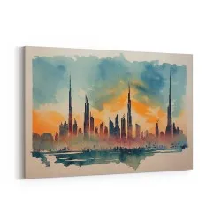 Dubai Skyline Watercolor Abstract