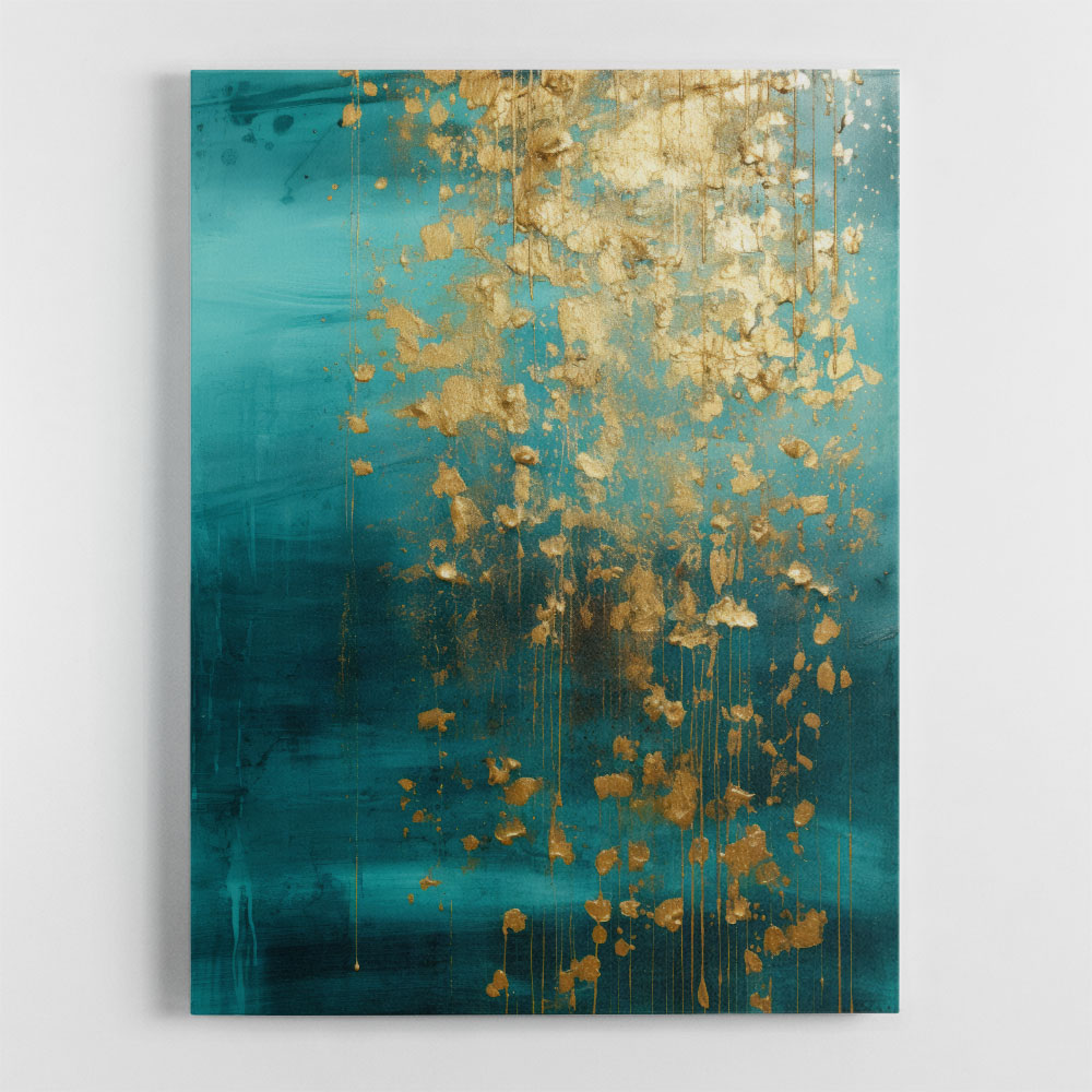 Turquoise Gold 6 Abstract Wall Art