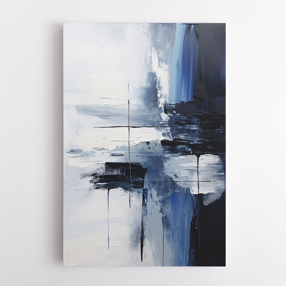 Blue Black Stroke Abstract Wall Art