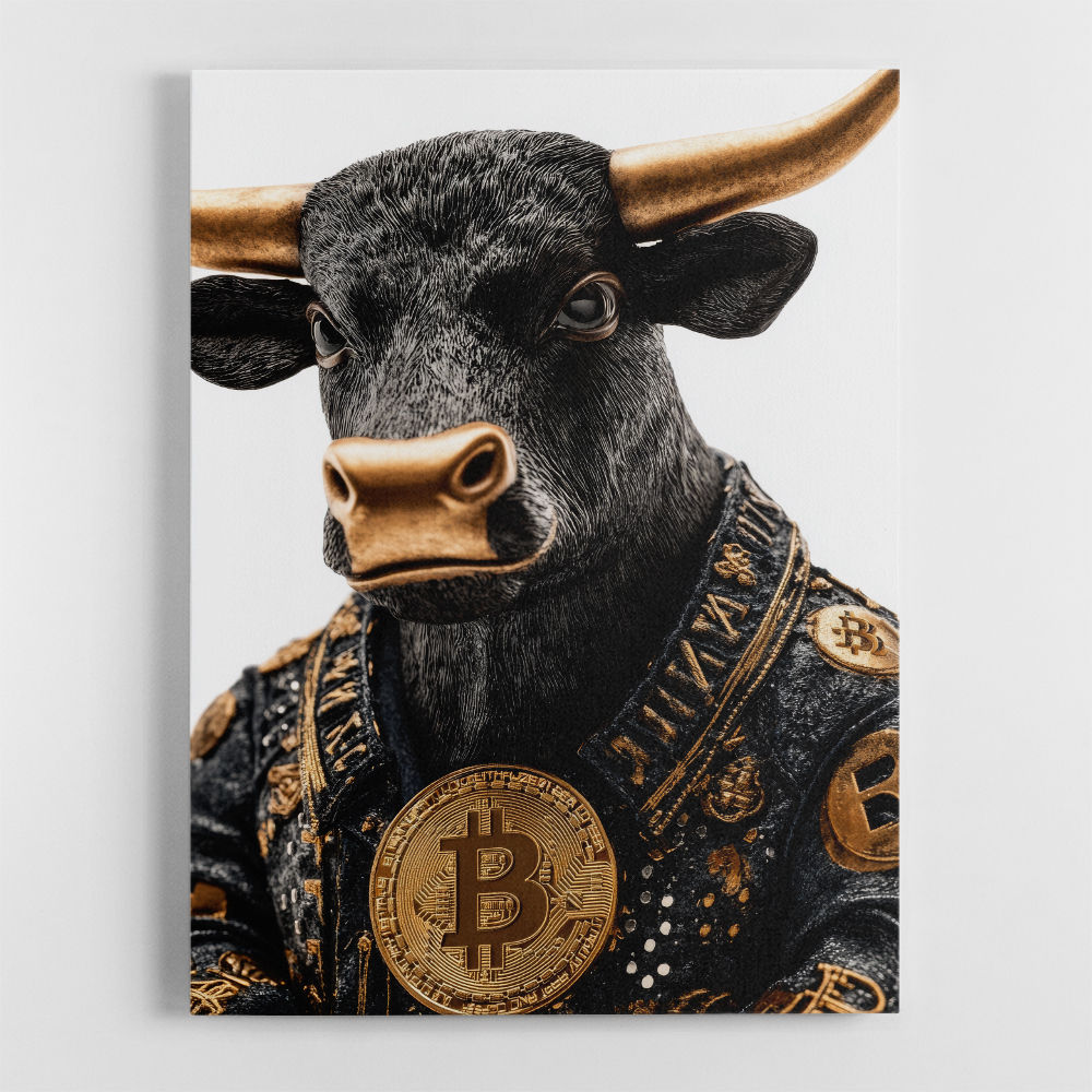 Bitcoin Black Bull Wall Art