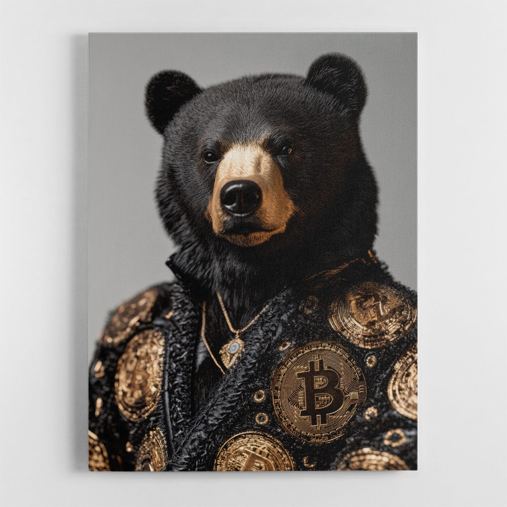 Bitcoin Black Bear Wall Art