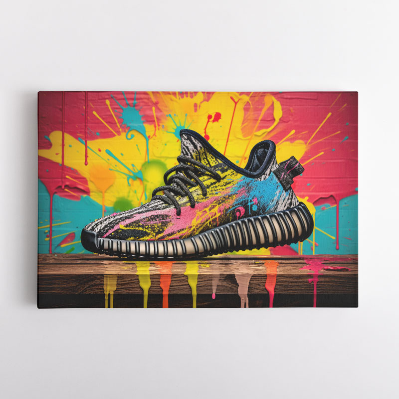 Yeezy Boost 350 Sneakers Graffiti Style Wall Art